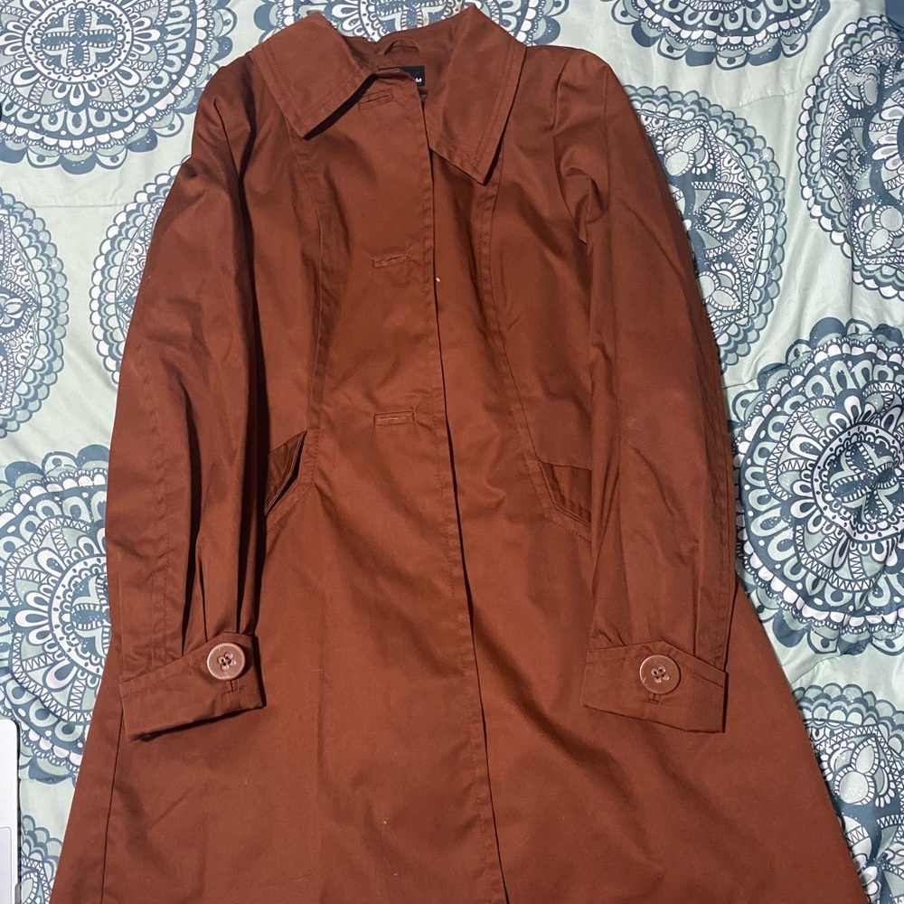 Dark Orange Brown Khaki Trench Coat Jacket
